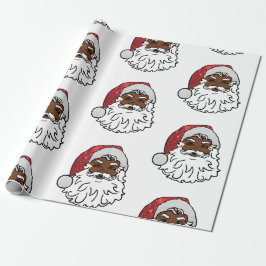 sequined black santa claus geschenkpapier