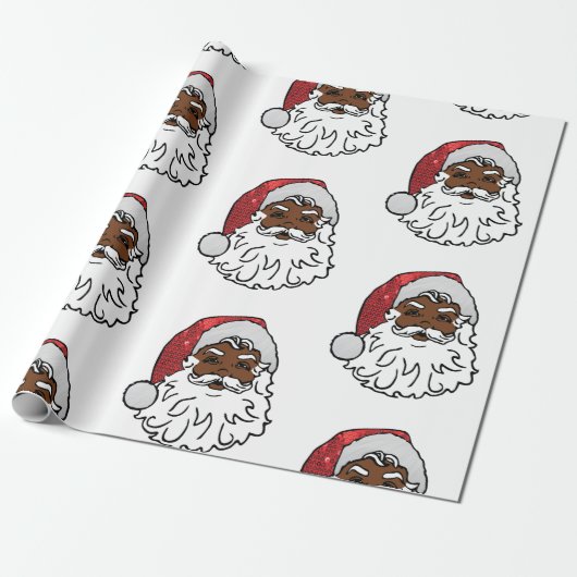 sequined black santa claus geschenkpapier (Ungerollt)