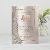 Sequins Dress Confetti Ivory 40. Geburtstag Einladung (Stehend Vorderseite)