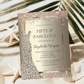 Sequins Dress Glitzer Confetti 50. Geburtstag Einladung