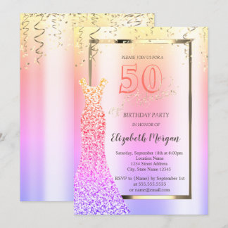 Sequins Dress Ombre 50. Geburtstag Einladung