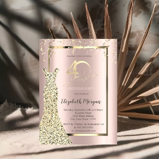 Sequins Dress Rose Gold 40th Birthday Einladung