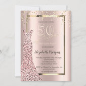 Sequins Dress Rose Gold 50. Geburtstag Einladung (Vorderseite)