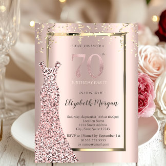 Sequins Dress Rose Gold 70. Geburtstag Einladung