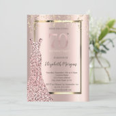 Sequins Dress Rose Gold 70th Birthday Einladung (Stehend Vorderseite)