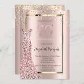 Sequins Dress Rose Gold 70th Birthday Einladung (Vorne/Hinten)