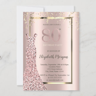 Sequins Dress Rose Gold 80. Geburtstag Einladung