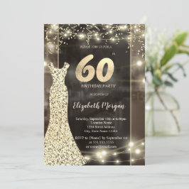 Sequins Dress String Lights 60. Geburtstag Einladung