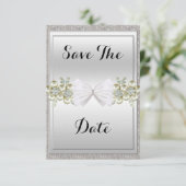 Sequins & Floral Gemes Glitzer Bow Save the Date (Stehend Vorderseite)