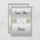 Sequins & Floral Gemes Glitzer Bow Save the Date (Vorne/Hinten)