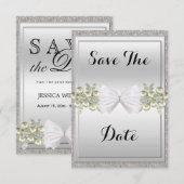 Sequins & Floral Gemes Glitzer Bow Save the Date (Vorne/Hinten)
