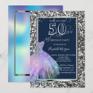Sequins Glitzer Dress Holographic 50. Geburtstag Einladung