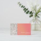 Sequins Glitzer Glam Sunset Orange Business Card Visitenkarte (Stehend Vorderseite)