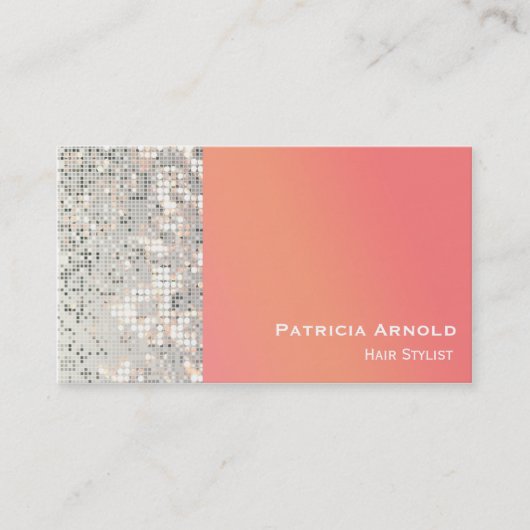 Sequins Glitzer Glam Sunset Orange Business Card Visitenkarte (Vorderseite)
