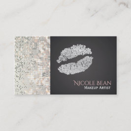 Sequins Glitzer & Silver Lips Chic Business Card Visitenkarte