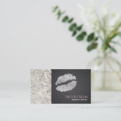 Sequins Glitzer & Silver Lips Chic Business Card Visitenkarte (Stehend Vorderseite)