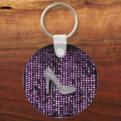 Sequins High Heel lila silber Schlüsselanhänger (Vorderseite)