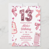 Sequins Pink Bow teenager Birthday Einladung (Vorderseite)