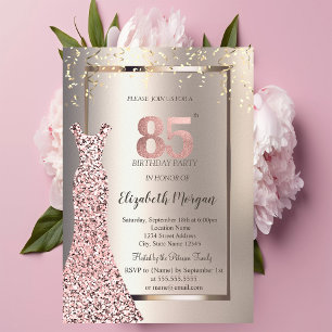 Sequins Rose Gold Dress Ivory 85. Geburtstag Einladung