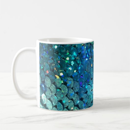 Sequins Sparkle: Makro Abstrakter Hintergrund Kaffeetasse (Links)