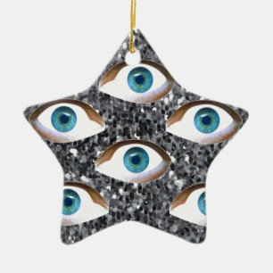 Sequinsaugen Keramik Ornament