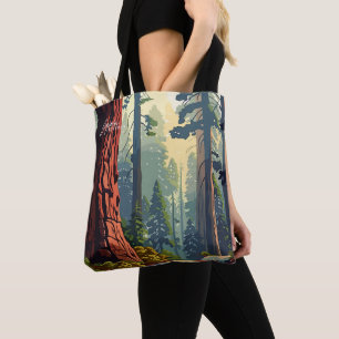 Sequoia California USA Vintag Art Illustration Tasche