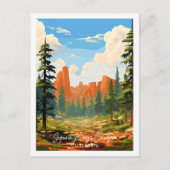Sequoia Kings Canyon Vintage Reise Illustration Postkarte (Vorderseite)