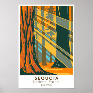 Sequoia National Forest California Vintag Poster