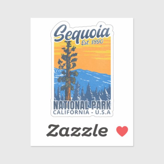Sequoia National Park CA Instituted 1890 Aufkleber (Blatt)