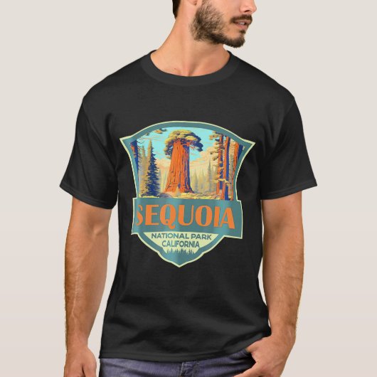 Sequoia National Park Illustration Travel Retro Ba T-Shirt (Vorderseite)