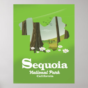 Sequoia National Park Karte Reiseplakat Poster