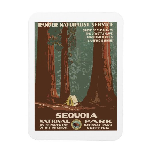 Sequoia National Park USA Vintage Travel Poster Magnet (Vertikal)