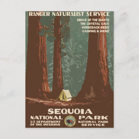 Sequoia National Park Vintage Travel Poster Postkarte (Vorderseite)