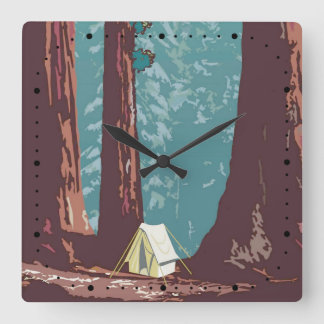 Sequoia National Park Zelt Camping Quadratische Wanduhr