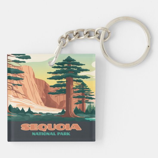 Sequoia Nationalpark Bäume Berge Schlüsselanhänger (Rückseite)
