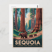 Sequoia Nationalpark Bears Vintage Reiseplaner Postkarte (Vorne/Hinten)