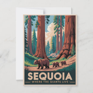 Sequoia Nationalpark Bears Vintage Reiseplaner Postkarte
