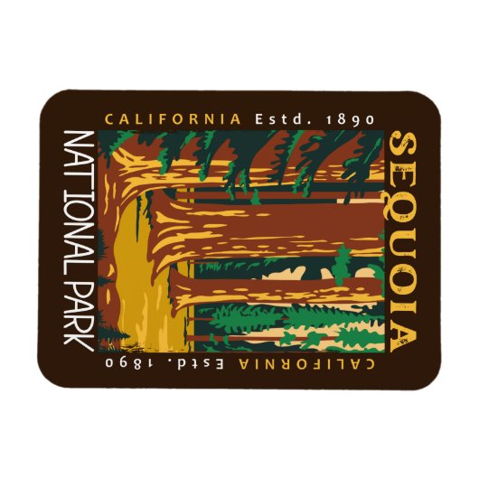 Sequoia Nationalpark California Retro gestört Magnet (Horizontal)