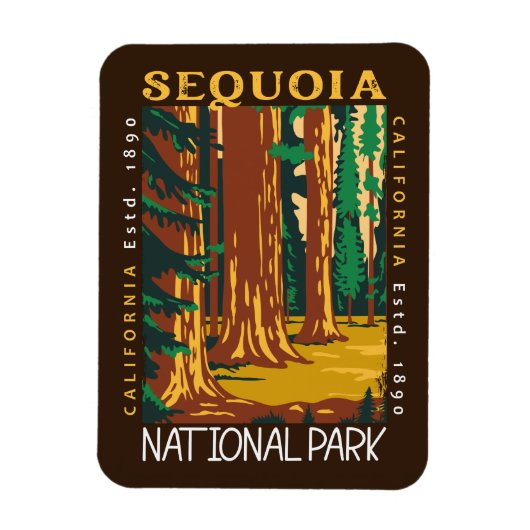 Sequoia Nationalpark California Retro gestört Magnet (Vertikal)