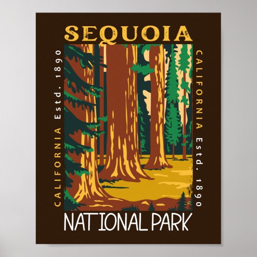 Sequoia Nationalpark California Retro gestört Poster (Vorne)
