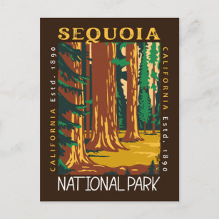 Sequoia Nationalpark California Retro gestört Postkarte