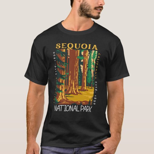 Sequoia Nationalpark California Retro gestört T-Shirt (Vorderseite)