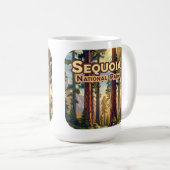 Sequoia Nationalpark California Tree Retro Kaffeetasse (VorderseiteRechts)