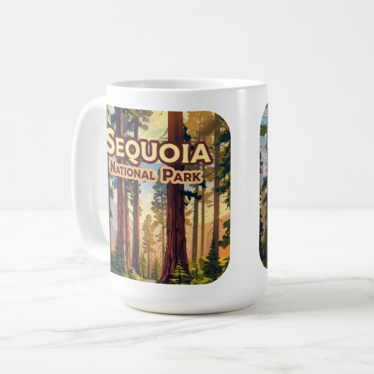 Sequoia Nationalpark California Tree Retro Kaffeetasse (Vorderseite Links)