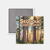 Sequoia Nationalpark California Tree Retro Magnet (Vorderseite/Rückseite)