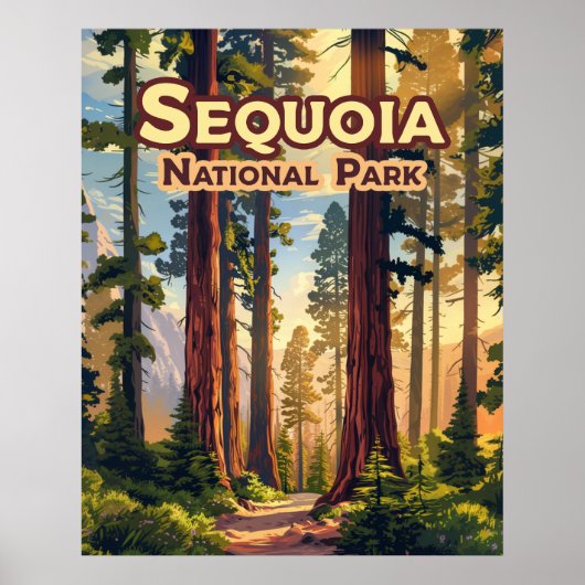 Sequoia Nationalpark California Tree Retro Poster (Vorne)