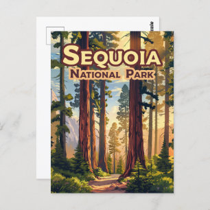Sequoia Nationalpark California Tree Retro Postkarte