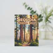 Sequoia Nationalpark California Tree Retro Postkarte (Stehend Vorderseite)