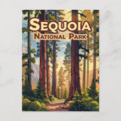 Sequoia Nationalpark California Tree Retro Postkarte (Vorderseite)