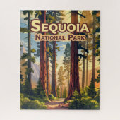 Sequoia Nationalpark California Tree Retro Puzzle (Vertikal)
